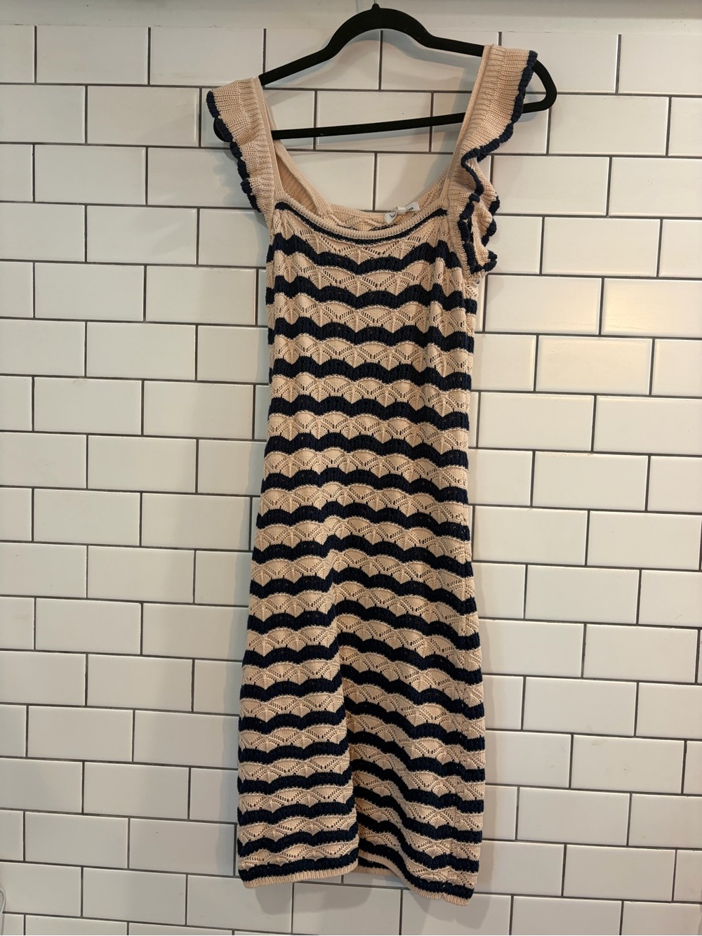 Heartloom Navy & Beige Openwork Stripe Pullover dress NWT size medium